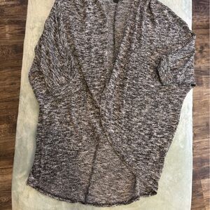 Gray Knit Open Cardigan